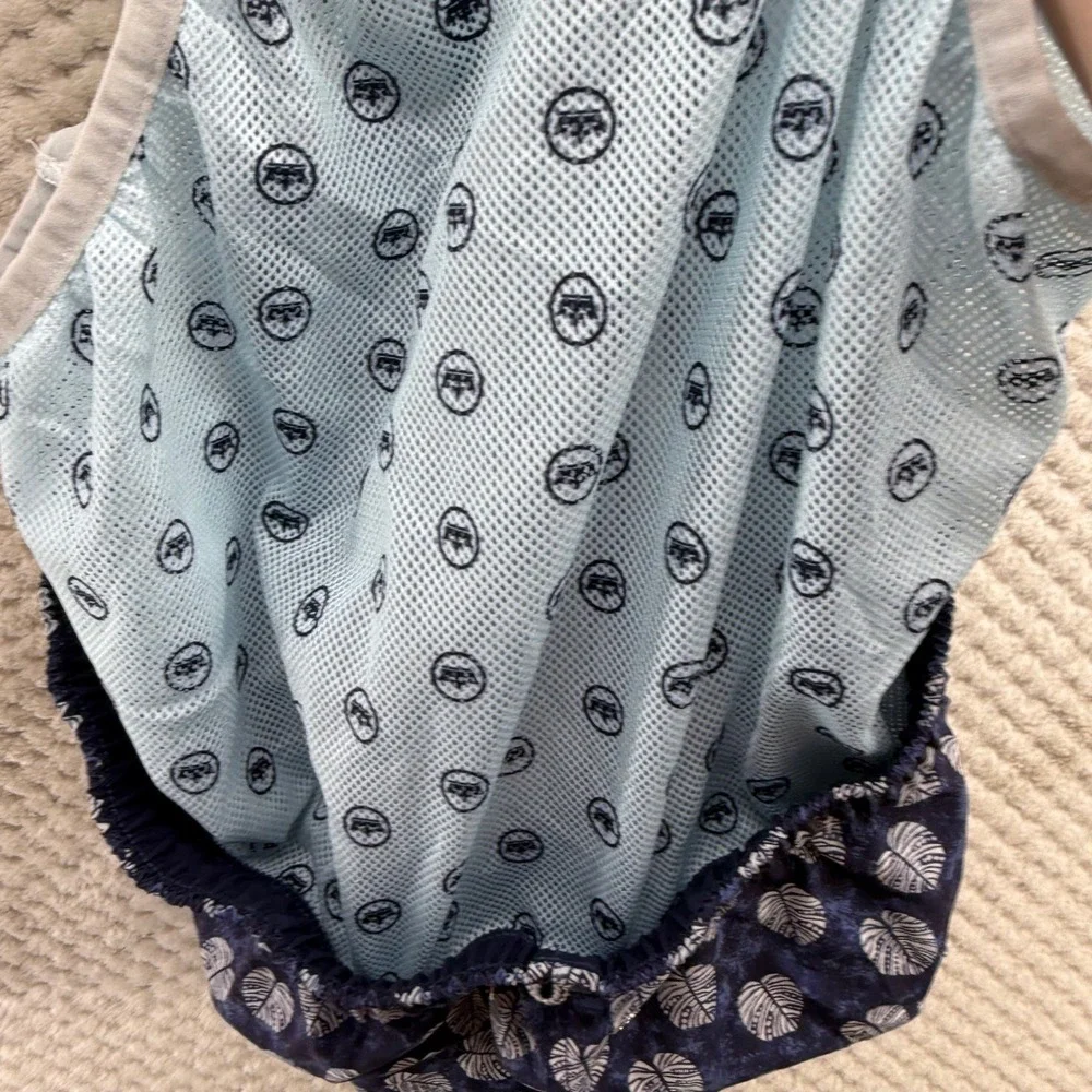 Peter Millar Swim Trunks Mens XL Navy Blue Monstera Leaf Seaside Mesh Lined 8in